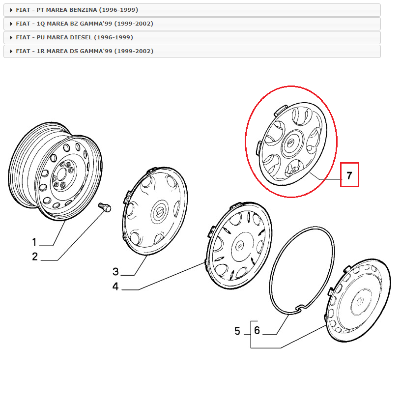 Tapa De Rueda Fiat Marea 15
