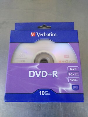 SEALED Pack of 10 Verbatim  DVD+R Discs 4.7 GB 120 Min 16 X Speed