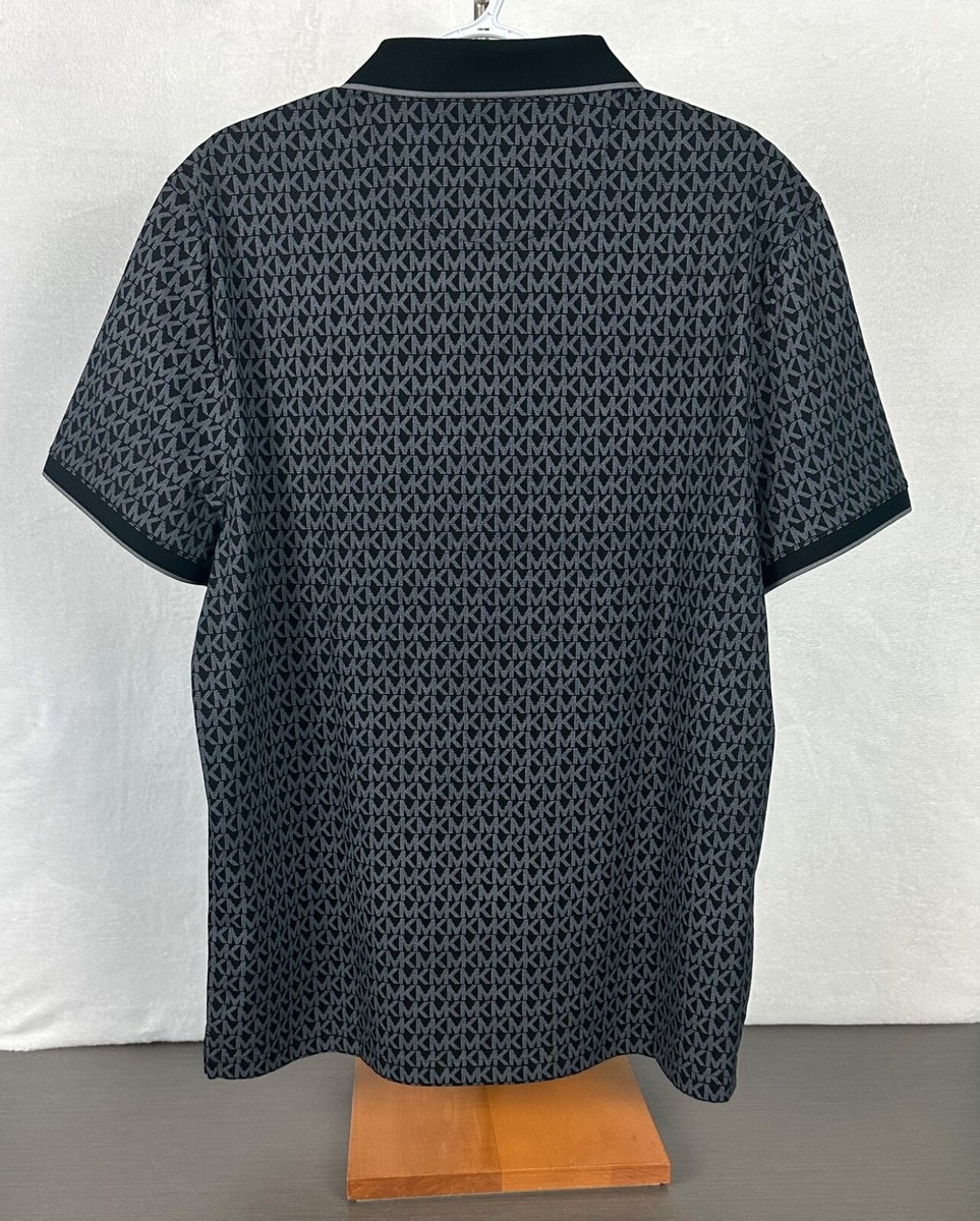Michael Kors Men's Black MK Signature Logo Polo Shirt Large