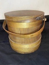Large Antique Firkin Wood sugar Bucket with Lid