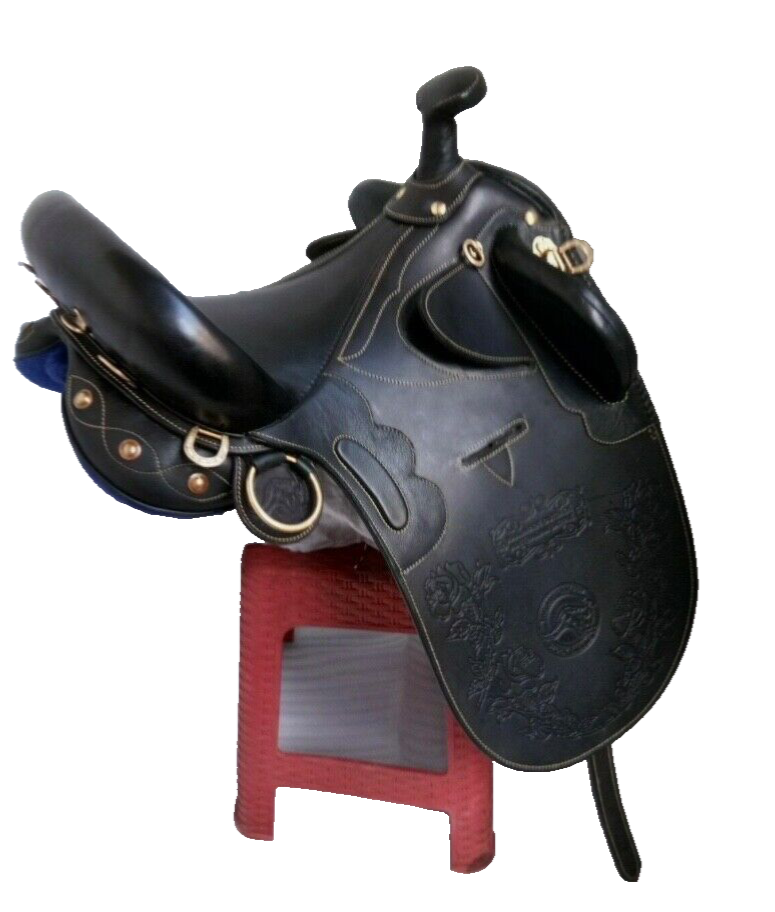 Selle en cuir Australian Stock Horse Tack avec corne et accessoires