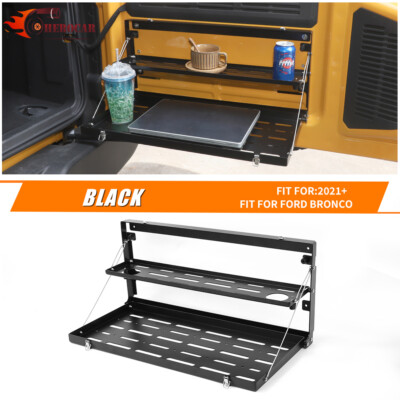 Rear Tailgate Door Table Storage Cargo Shelf For Bronco 2021-25 Black Exterior