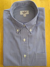 NWOT Circle Rock by Brooks Brothers Blue Gingham Check Button Down 15.5-32 XSlim