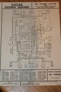 Riley Pathfinder Saloon Cars 1956 Original Lucas Wiring Diagram W28300