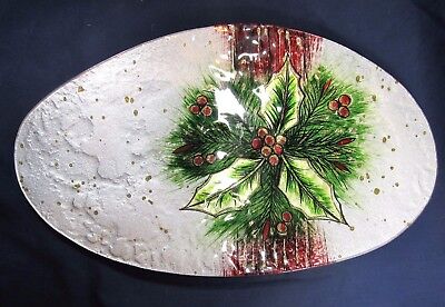 Holly Berry Design Serving Plate 16" decorative table ware 