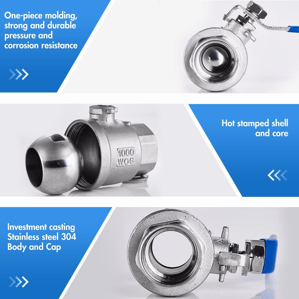 2 Pack VAV 11/4 " Ball Valve Full Port,2P,316 Stainless Steel,1000 WOG for Water - Image 4 of 4