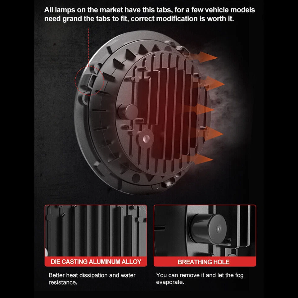 Par de faros proyectores LED ámbar DRL para Jeep Wrangler JK TJ Halo 7" rojo punto Foto 3 de 4