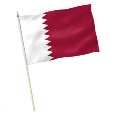 Stockflagge KATAR, 30x45 cm, 100% Polyester, **VERSAND GRATIS**