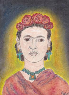 Original Signed  Pastel Artwork of Frida Kahlo