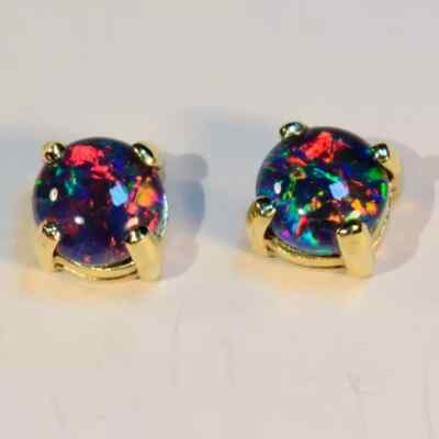 Australian Black Fire Opal Gemstone 925 Silver Handmade Women Earrings