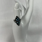Vintage Zuni Native American Sterling Silver Petit Point Turquoise Ring Size 7.5