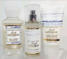 Bath & Body Works FRESH GETAWAY Fragrance Mist Cream Shower Gel Travel Mini LOT 