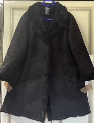 Dennis Basso/Jacke,Faux Wildleder,Schwarz & Pelz,Linia A,Gr.XL(48-46)Wie Neu - Bild 1 von 4