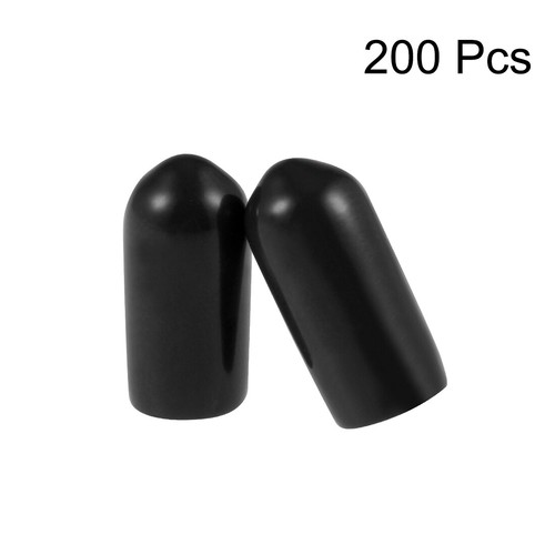 200pcs 1/4"(6mm) Round Black Vinyl End Cap Screw Thread Protector Rubber Caps - 第 3/7 張圖片