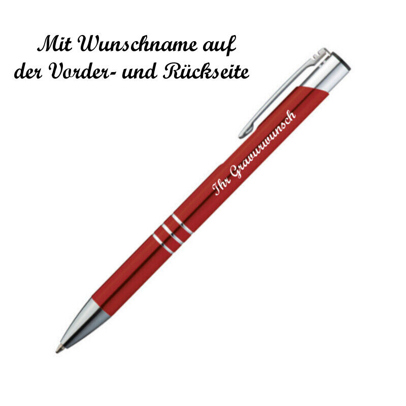 Details zu  100 Kugelschreiber aus Metall mit beidseitige Namensgravur - Farbe: rot Sofortlieferung ist sehr beliebt