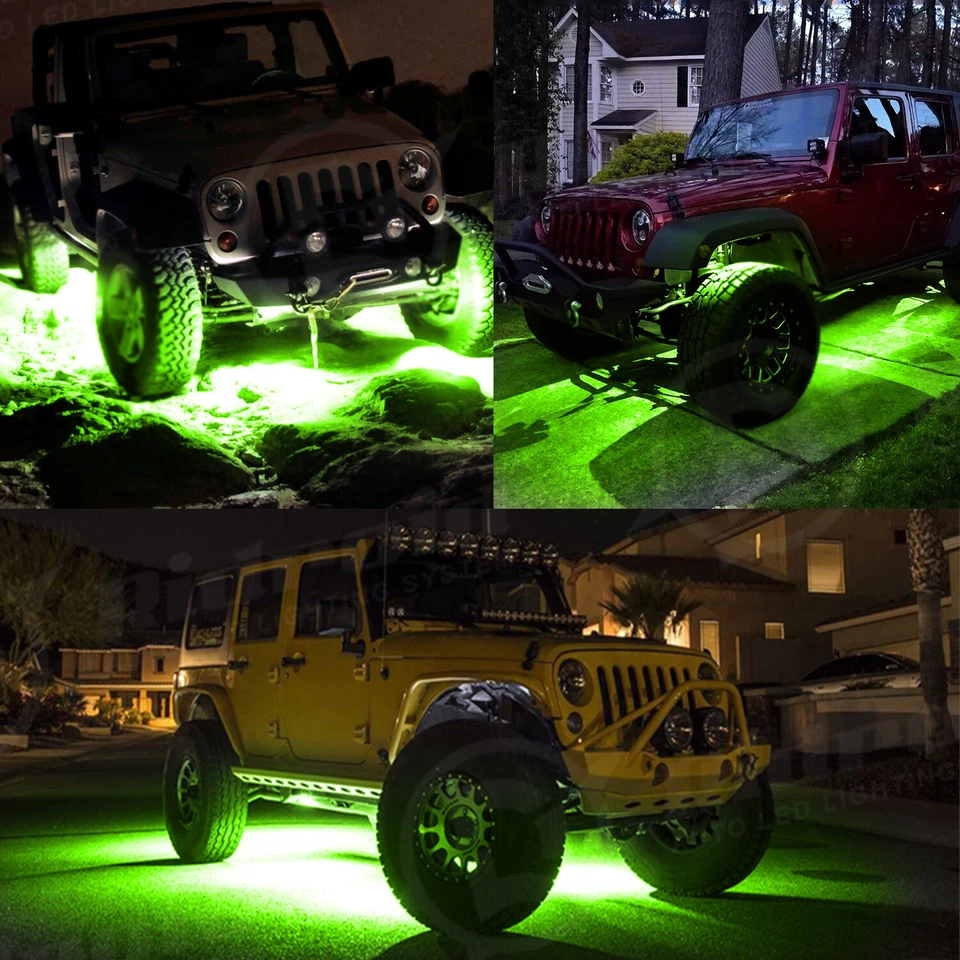 Luces LED verdes de roca 9W luz debajo de la carrocería para Jeep Ford camión todoterreno ATV UTV 4x4 Foto 2 de 4