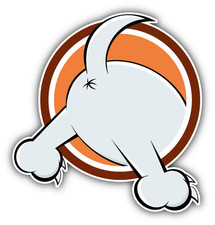 Dog Back Funny Cartoon Sign Car Bumper Sticker Decal 5" x 5"