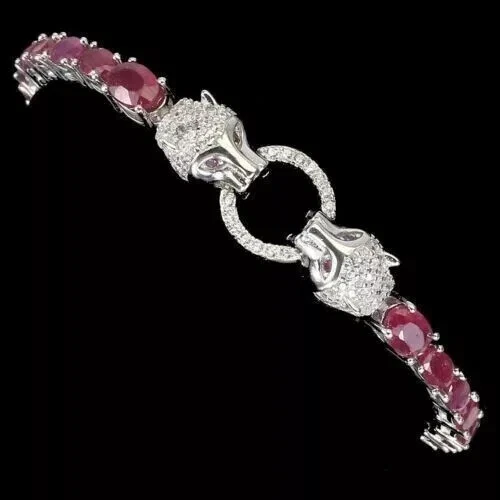 VALENTINO Bracciale Tennis 10 5Ct Taglio Ovale Creato in Laboratorio Rosa Rubino Bolo Regolabile Argento 925