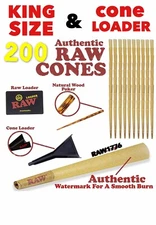 RAW classic KING Size Pre-Rolled Cones (200 Pack)+RAW KING size cone loader