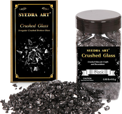Syedra Crushed Glass for Crafts,Glitter Crushed High Luster Chips, Broken Glass 