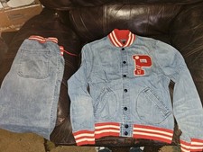 Polo Ralph Lauren Boys 14-16 Letterman Jean Sweatsuit Top Bottom RARE  130obo