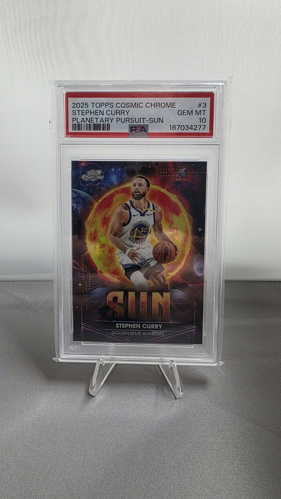 2025-26 Topps Cosmic Chrome Stephen Curry #3 Planetary Pursuit Sun PSA 10