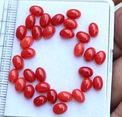 23.3 Ct Excellent Quality Natural Red Italian Coral Loose Gemstone 32 Pcs 4*6 mm