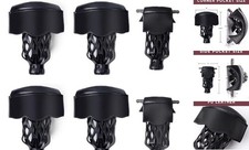 Set of 6 Heavy Duty PU Leather Billiard Pool Table Pockets, Black - Smooth