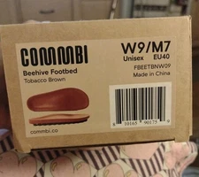 Commbi Vegan Leather Beehive Footbed Insert Tobacco Brown W9 M7 EU40