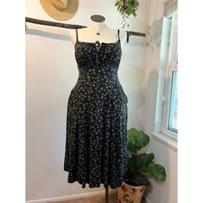Botanical Moody Whimsical Corset Floral Print Midi Dress Size Medium
