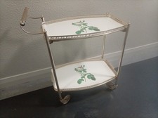Vintage Trolley Tea Drinks Rose Design Trays  MCM 1960/70s  Retro