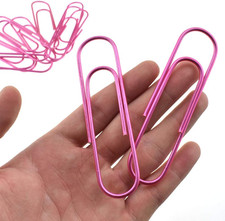 Paperclips 4 Inch 100Mm Extra Large Paper Clips Sturdy Bright Pink Vinyl Coate