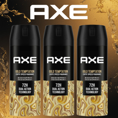 Axe Gold Temptation Deodorant Body Spray 3 Pack 150ml Exotic Spiced 72H
