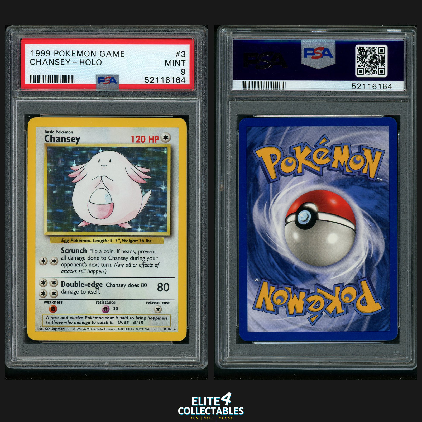 Chansey 3/102 Holo - PSA 9 (WOTC - Base Set)