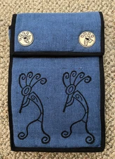 Crossbody 100% Cotton Purse Made in Nepal Venus Imports Blue Black Print 9x7x2