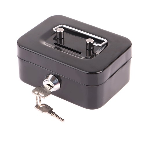 Money Safe Box Mini Cash Box Metal Key Money Bank Small Security Lock Box*A - Afbeelding 10 van 15