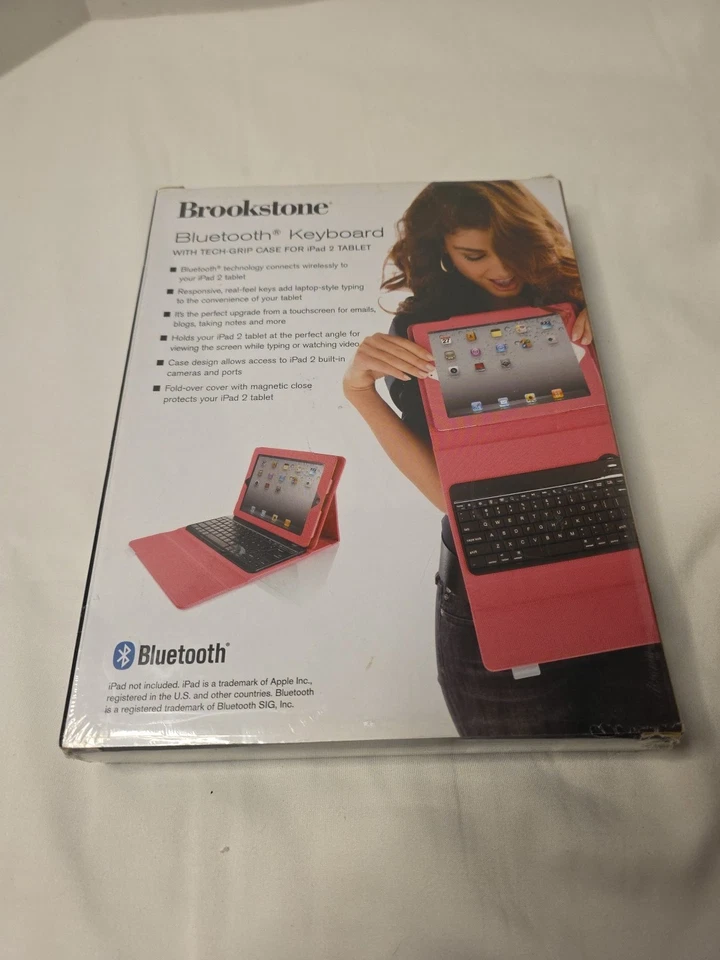 Brookstone Bluetooth Keyboard With Portfolio Case For IPad 2 Tablet Pink New!!! - Image 3 of 4