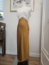 Abercrombie & Fitch Satin Lace Trim Slip Maxi Dress Two Tone Gold Beige XS