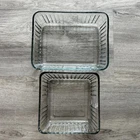 2- Vintage Anchor Hocking 1932 Design Ribbed Refrigerator Baking Dishes NO LID