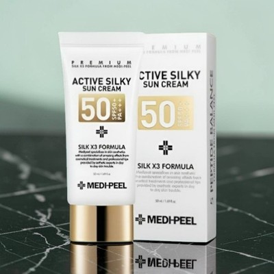 MEDI PEEL Active Silky Sun Cream SPF50+PA+++ 50mlx2 Waterproof Sun Block K-Korea