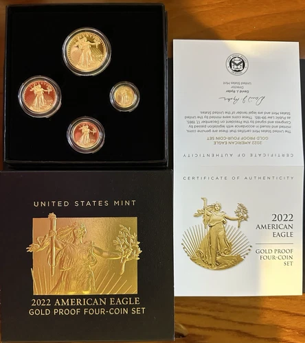 2022-W American Gold Eagle Four (4)-Coin Proof Set 1.85 ozt bullion OGP/COA