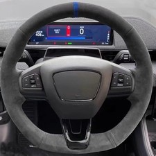 For Ford Mustang Mach-E 2021-22 Suede Leather Non-slip Car Steering Wheel Cover