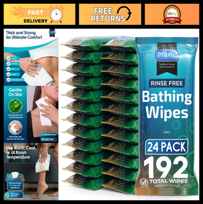 Extra Large Body Wipes for Adults | Rinse-Free Bathing Cloths, 192 Count Bulk Pa