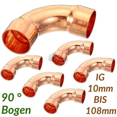 10mm-108mm Löt Fitting Bogen 90° Grad i / i Kupfer Fittinge Fittings Lötfitting