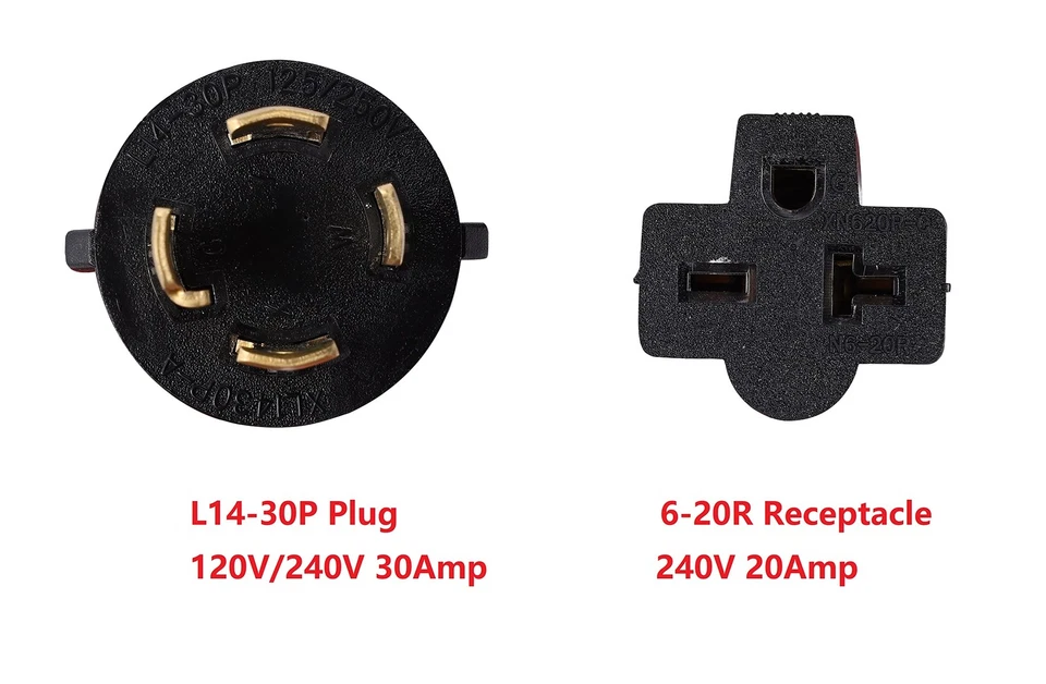 NEMA L14-30P до 6-15R 6-20R ETL перечислены 240V 30 ампер поворотный замок 4 зубца штекер Pl... - Изображение 2 из 2