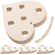 Unfinished Wooden Heart Slices for DIY Decor with Khaki Rope