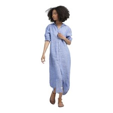 Frank & Eileen Rory Maxi Shirt Dress Womens Small 100% Linen Beachy Resort NWOT