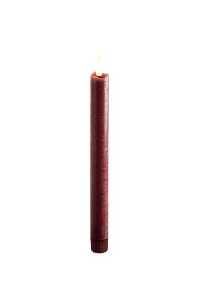 Led Stabkerze 2Er Set Echtwachs Rot 24 Cm Batteriebetrieben Mit Timer-image