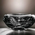 Vintage Rare Hand Blown Murano Glass MCM Double Wall Convex Bowl 10in Wide 5 Hgt