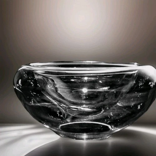 Vintage Rare Hand Blown Murano Glass MCM Double Wall Convex Bowl 10in Wide 5 Hgt